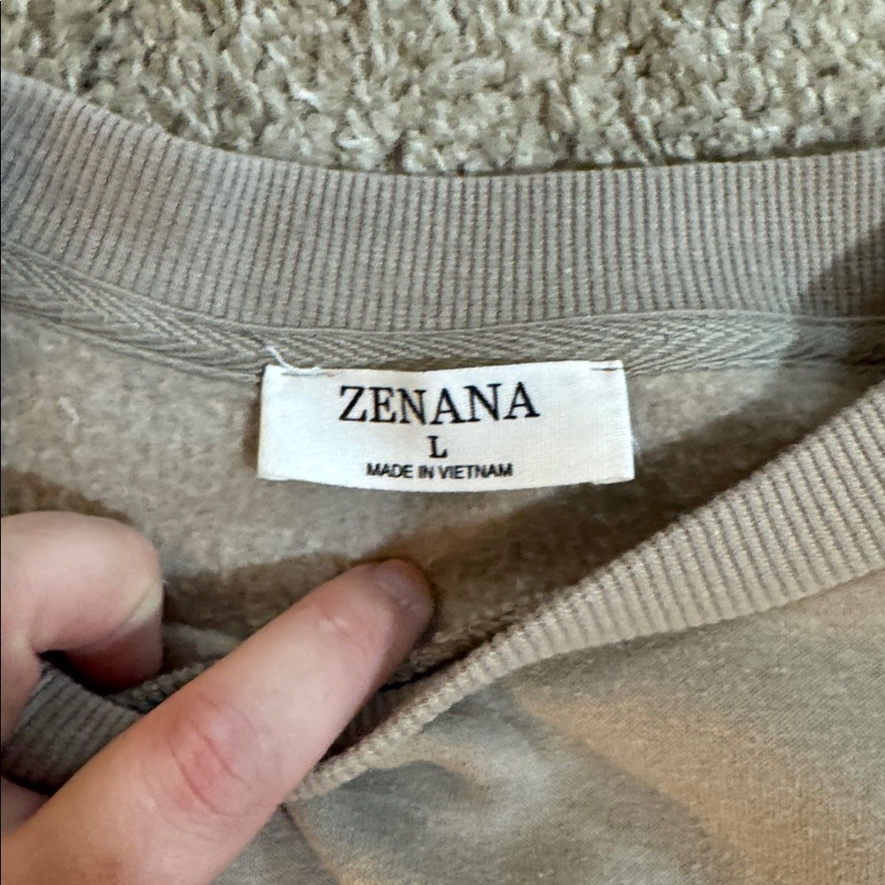 Oversized Beige cropped sweatshirt - Picture 2 of 2